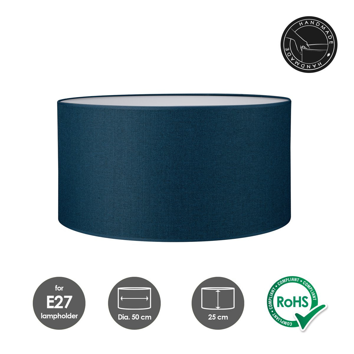 Lampenkap Canvas donkerblauw - B:50xD:50xH:25cm