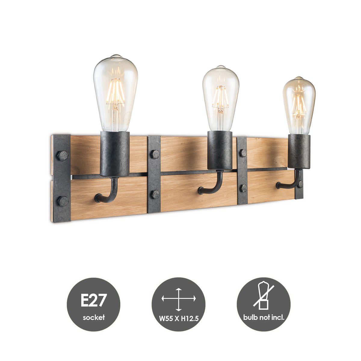 Industriële Wandlamp Denton | 55/11/13cm | Antraciet