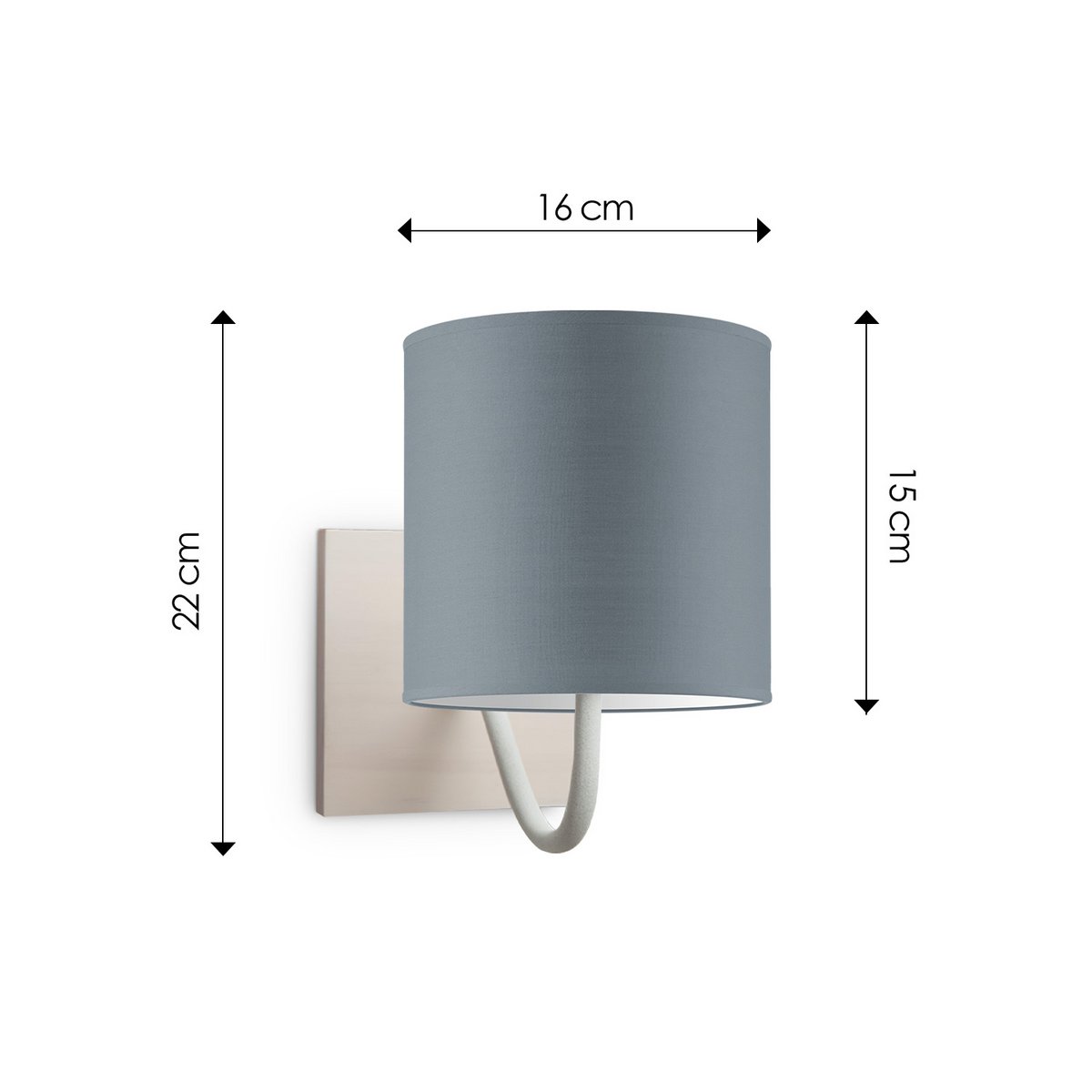 Wandlamp - Beach E27 Lampenkap grijs 16cm