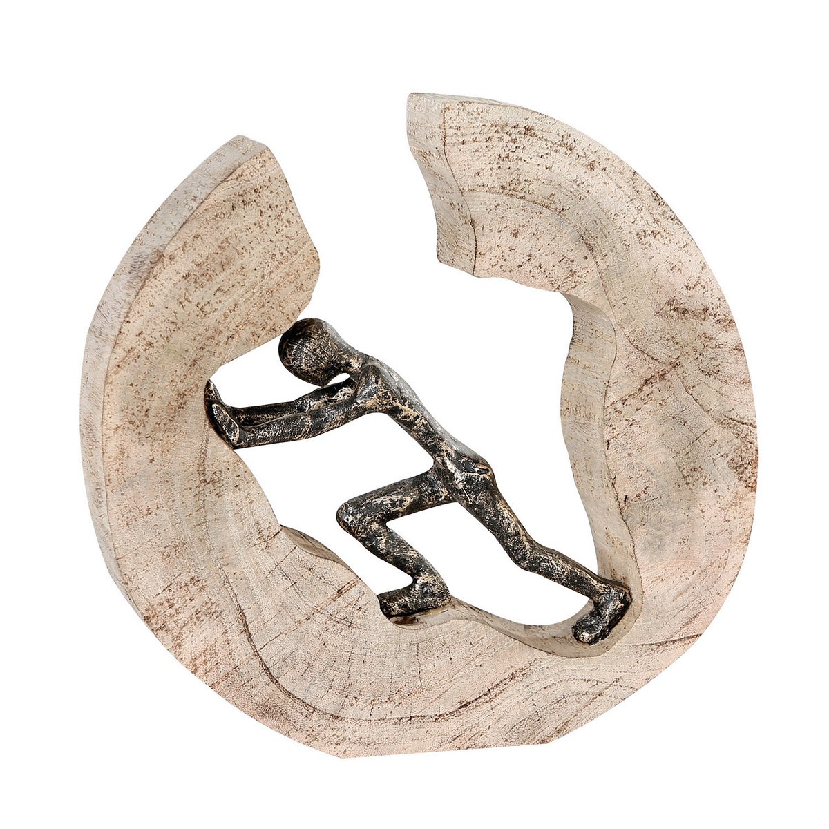 Hout/aluminium sculptuur "Duwend" brons H.29cm