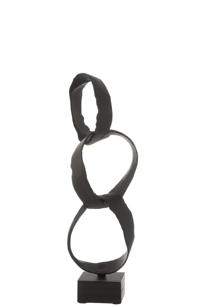 Figuur ringen op voet aluminium zwart klein
