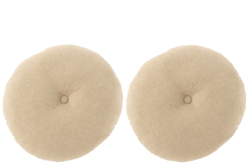 Vloerkussen Rond Bloem Katoen Turquoise/Blauw Assortiment Van 2