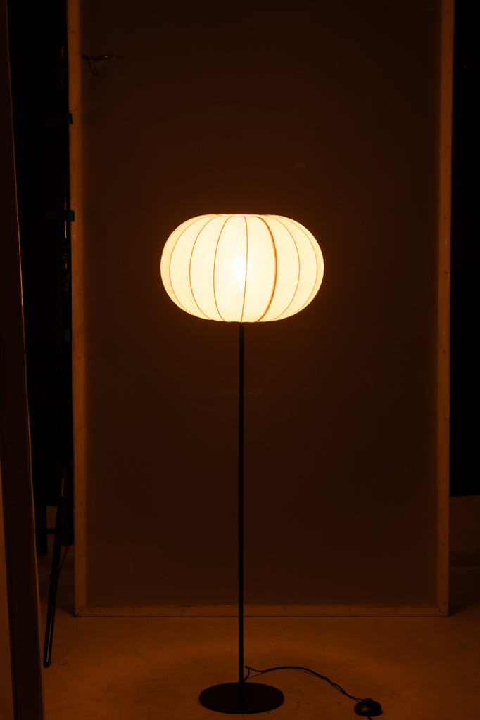 Vloerlamp lantaarn metaal/textiel wit klein