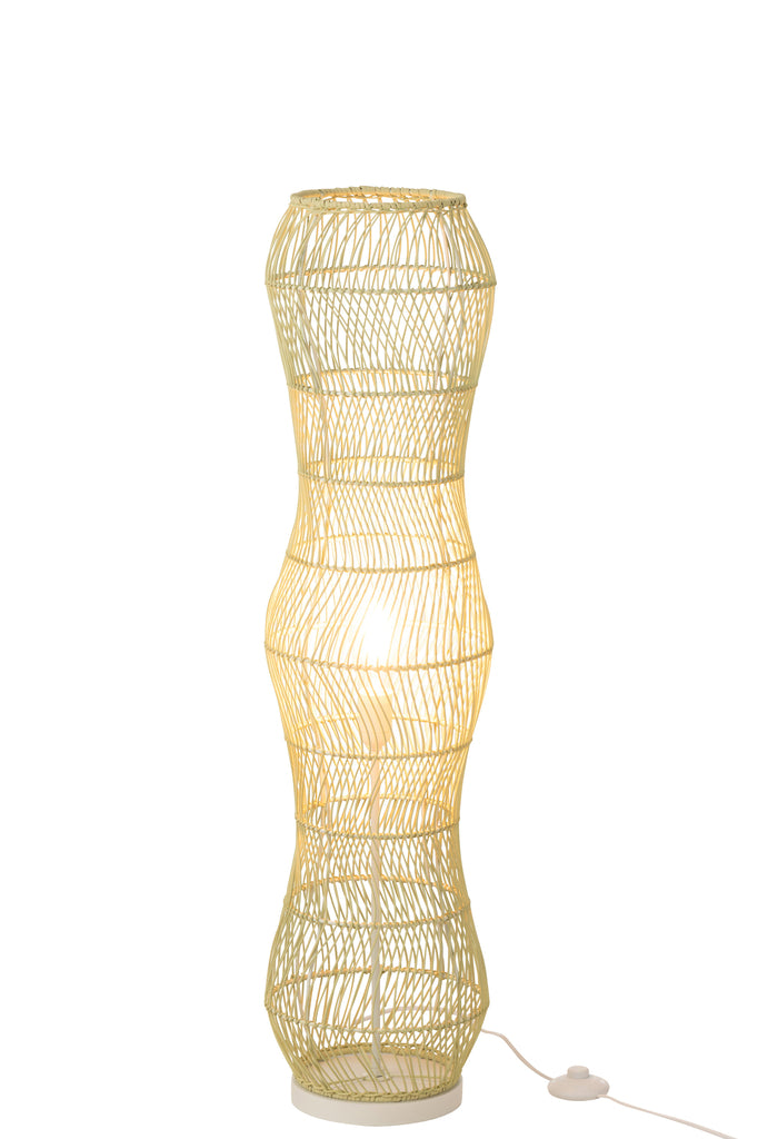 Vloerlamp Rotan Gevlochten Metaal Groen