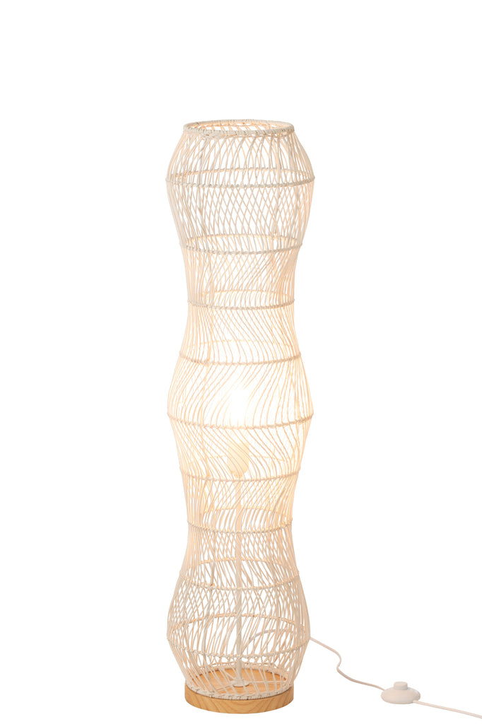 Vloerlamp Rotan Gevlochten Metaal Wit