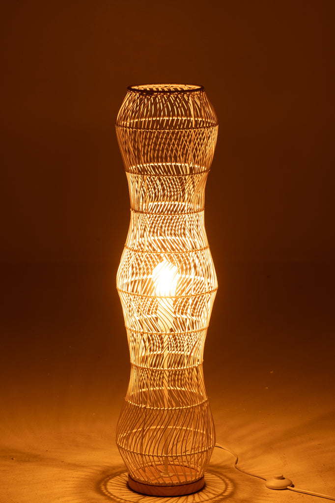 Vloerlamp Rotan Gevlochten Metaal Wit