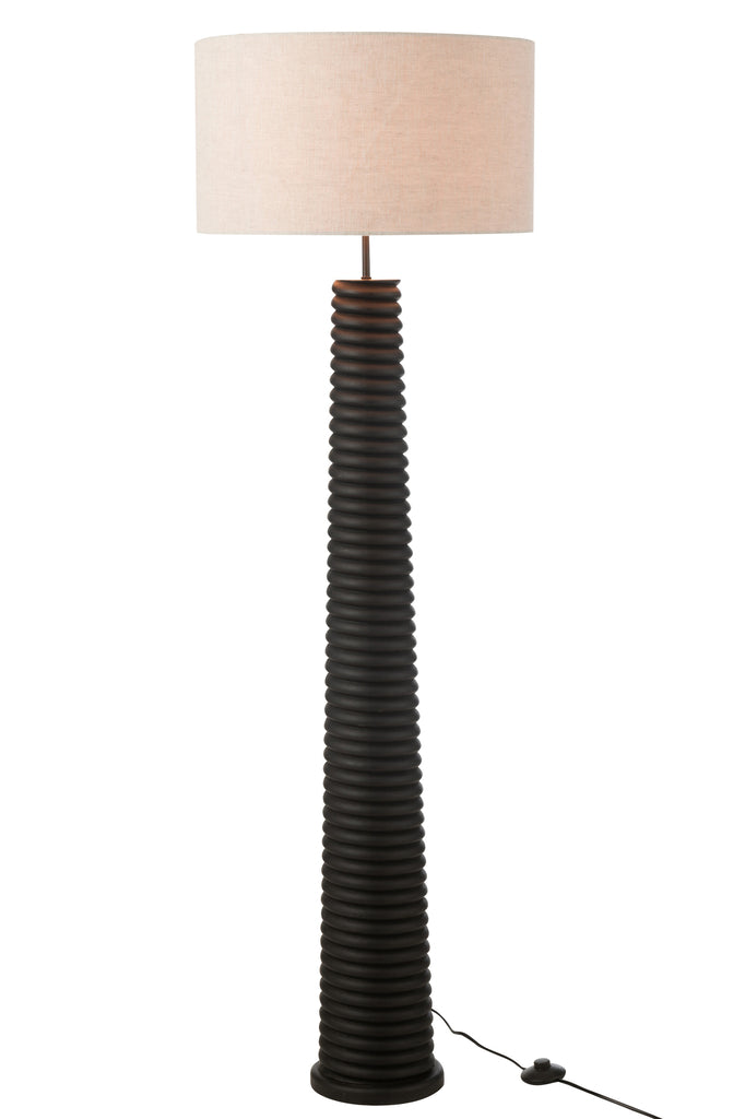 Vloerlamp met draad van Ailanthus hout zwart/grijs