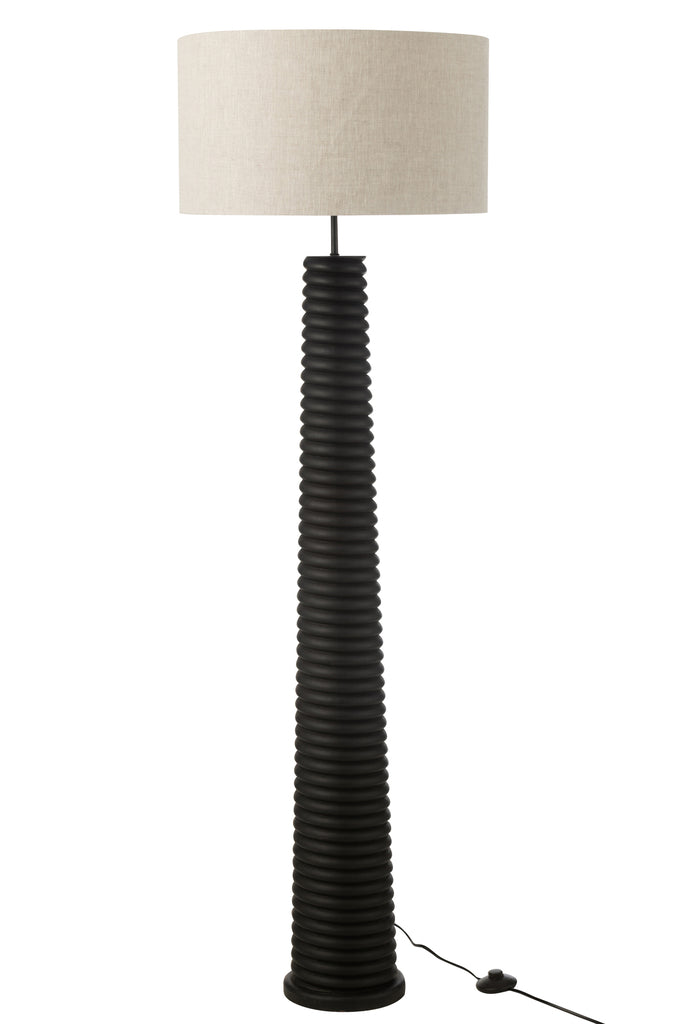 Vloerlamp met draad van Ailanthus hout zwart/grijs
