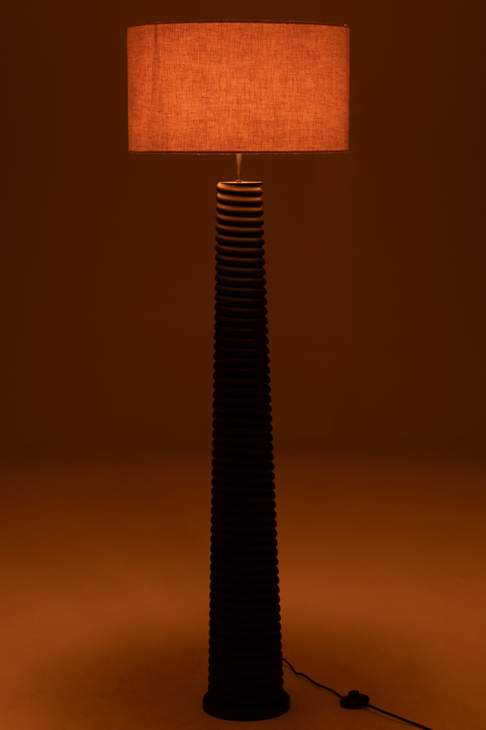 Vloerlamp met draad van Ailanthus hout zwart/grijs