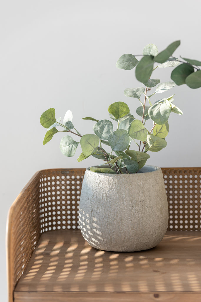 Bloempot Punt Ruwe Keramiek Grijs Middelgroot