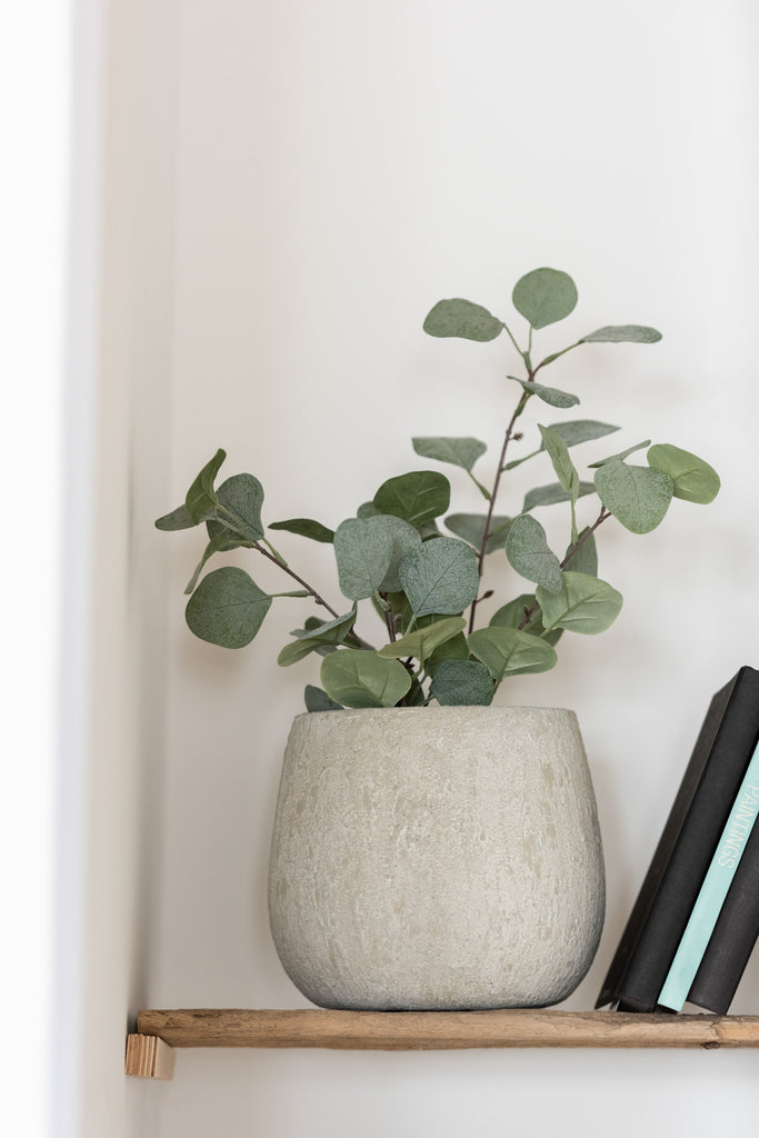 Bloempot Punt Ruwe Keramiek Grijs Middelgroot