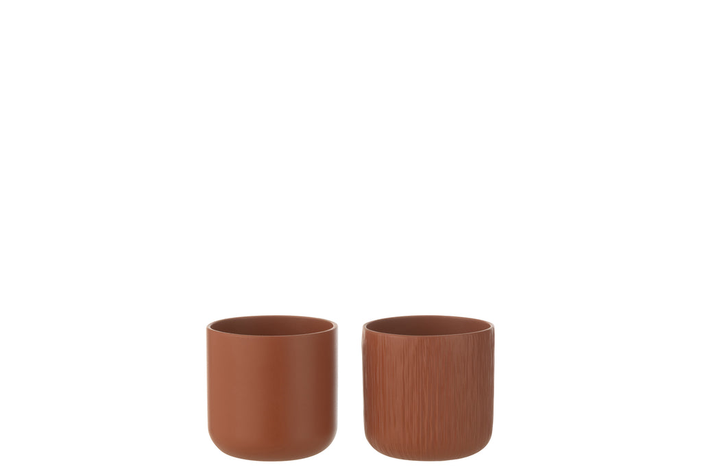 Stijlvolle Bloempot Gen Keramiek Bruin Extra Klein Assortiment Van 2