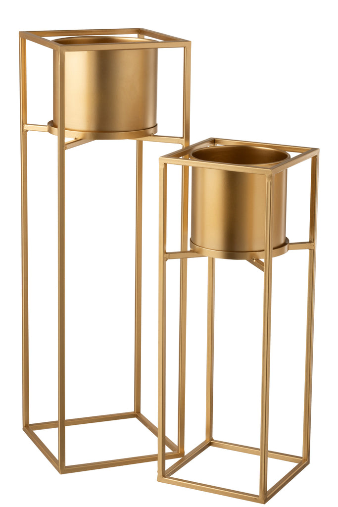 Bloempot Hoog Aluminium Goud Groot
