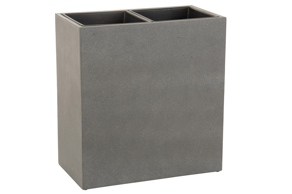 Bloempot Rechthoek Mila 2 Potten Cement/Kunststof Grijs