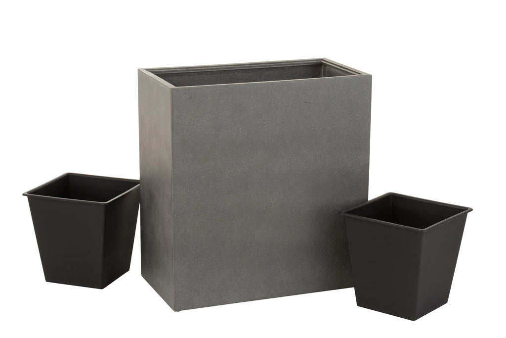 Bloempot Rechthoek Mila 2 Potten Cement/Kunststof Grijs