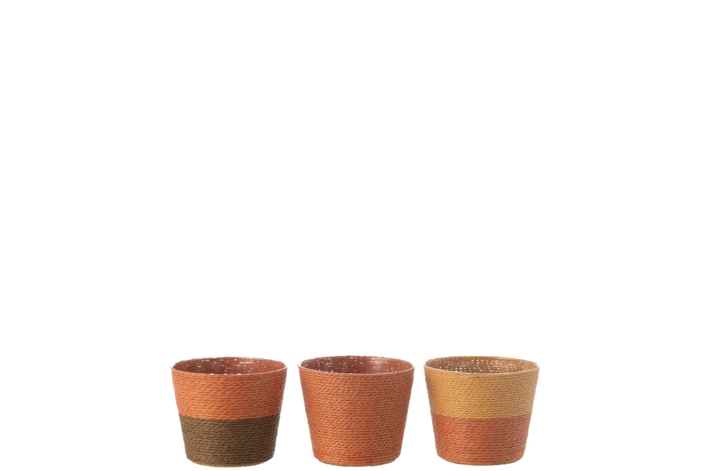 Stijlvolle Bloempot Touwen Papier/Huisdier Terracotta/Oker/Bruin Extra Klein Assortiment Van 3