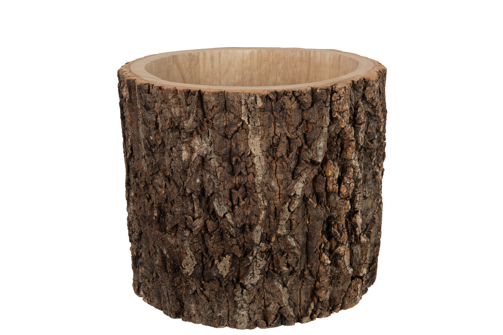 Bloempot rond Paulownia schors bruin groot
