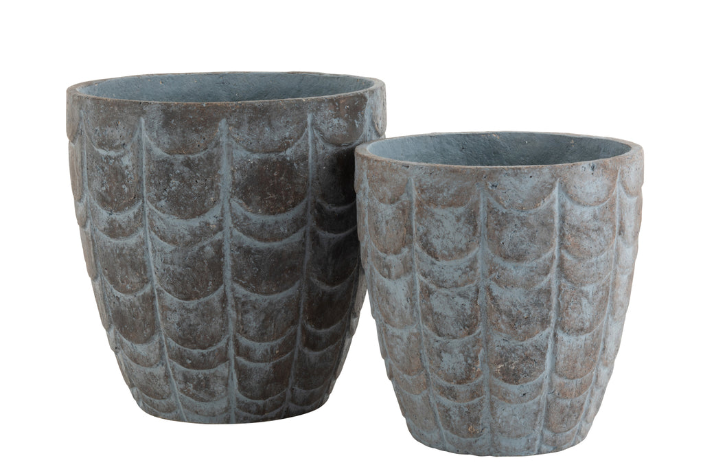 Bloempot Weegschalen Keramiek Blauw/Grijs Groot