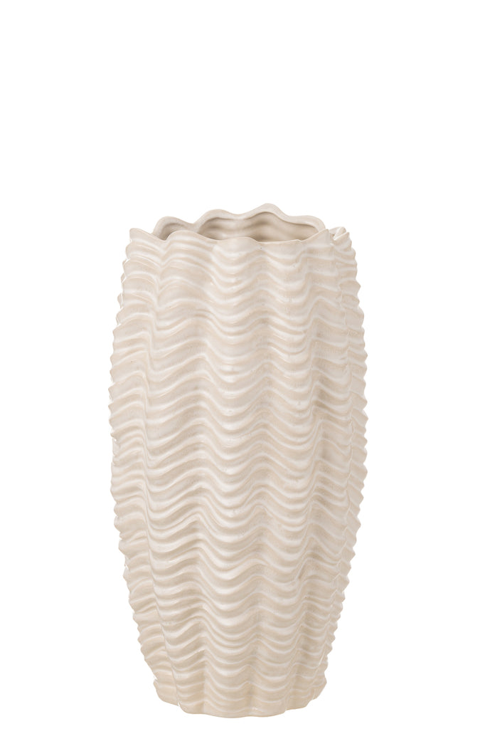Bloempot Schelp Keramiek Beige Middelgroot