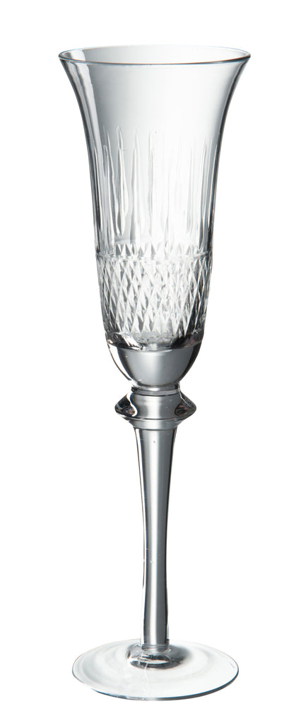 J-Line Fluitglas Open Geslepen Glas Transp. 7X25cm