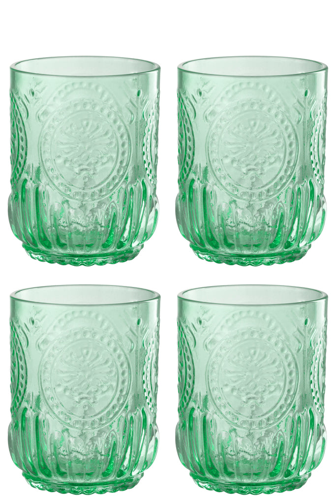 J-Line Cadeaubox 4 Drinkglazen Maya Glas Groen
