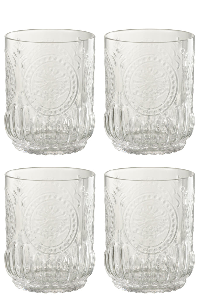 J-Line Cadeaubox 4 Drinkglazen Maya Glas Transparant