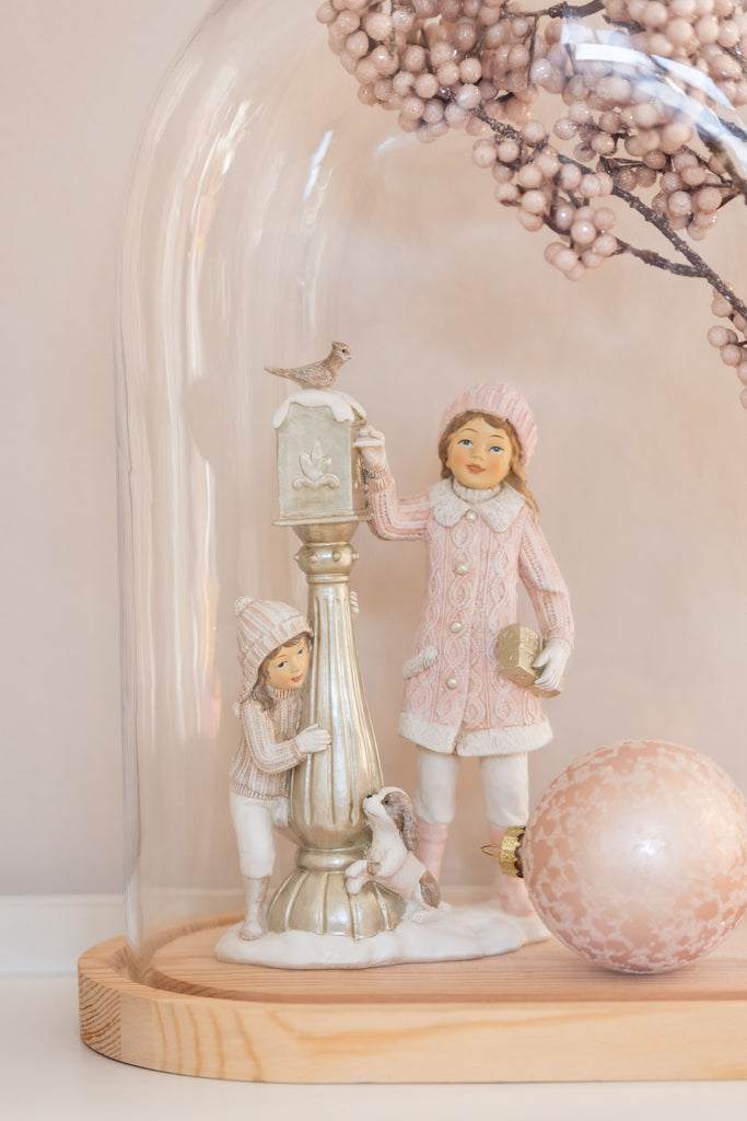 Meisjes en kinderen Kerstboom lantaarn wit/roze assortiment van 2