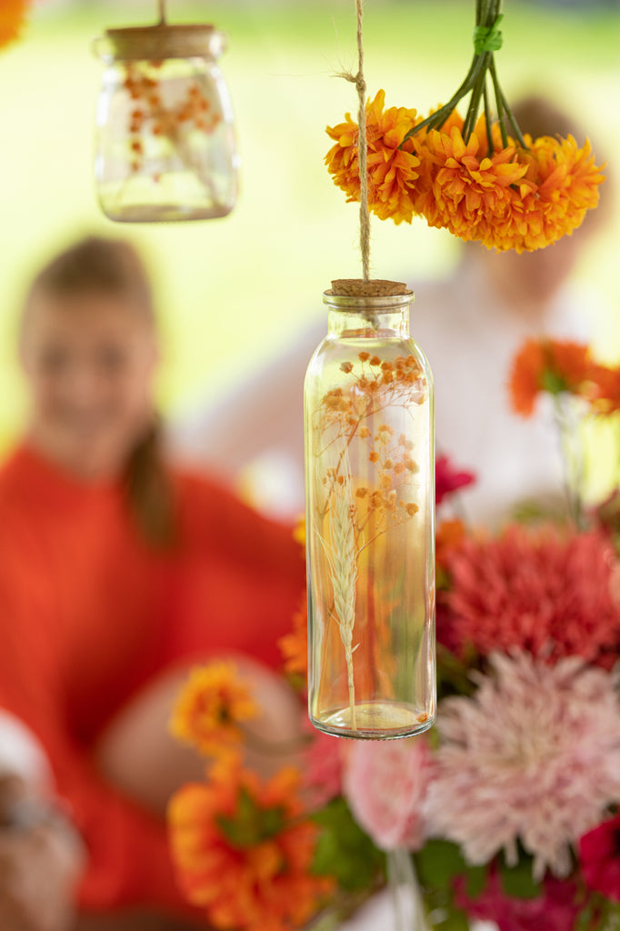 Hanging Bottles Colourful Dried Flowers Glass Mix Medium Assortment Of 4