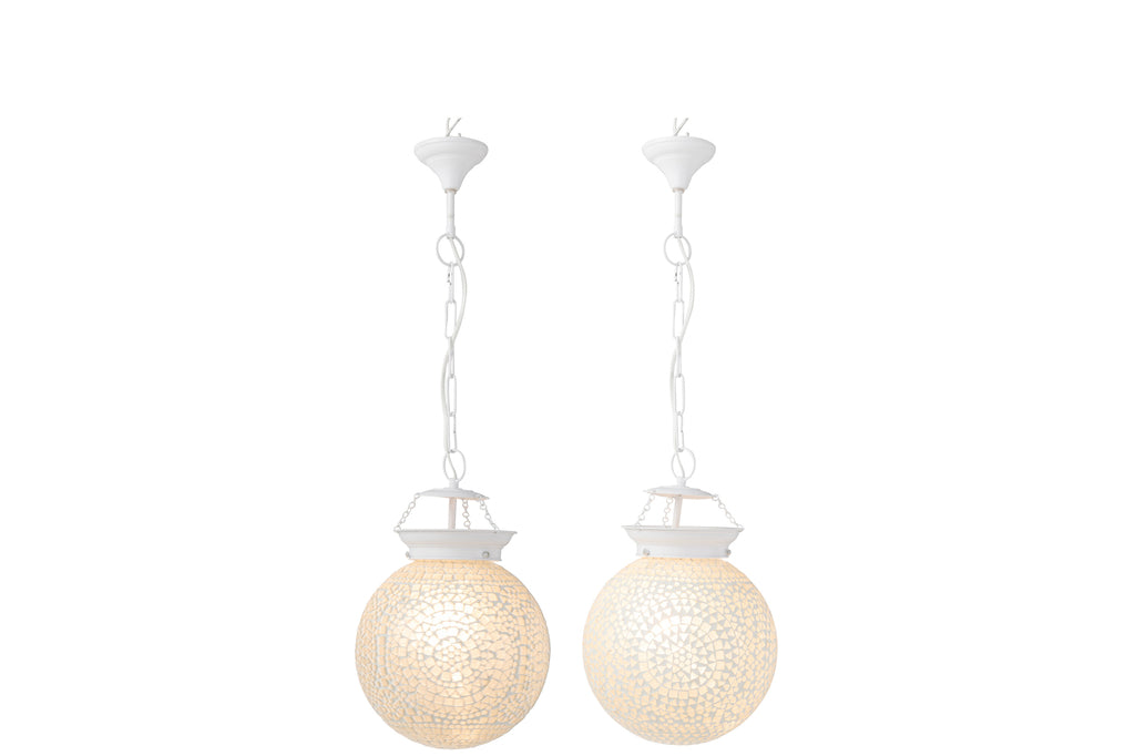 Hanglamp Eki Mozaïekglas Wit Klein Assortiment Van 2