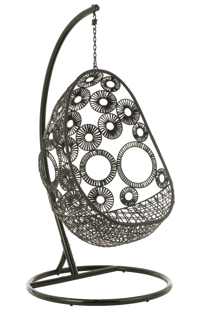 Hangstoel + Kussens Bula Metaal/Riet Zwart