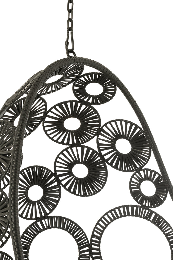 Hangstoel + Kussens Bula Metaal/Riet Zwart