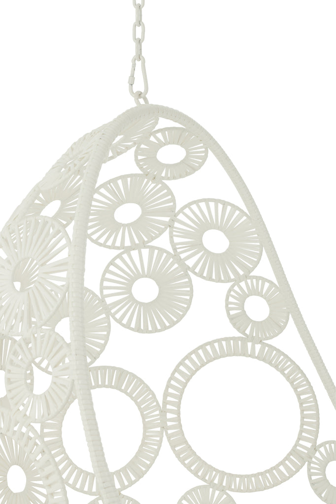 Hangstoel + kussens Bula Metaal/Riet Wit