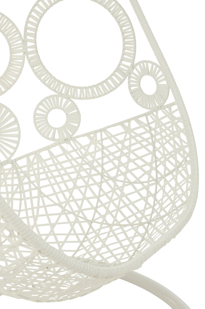 Hangstoel + kussens Bula Metaal/Riet Wit