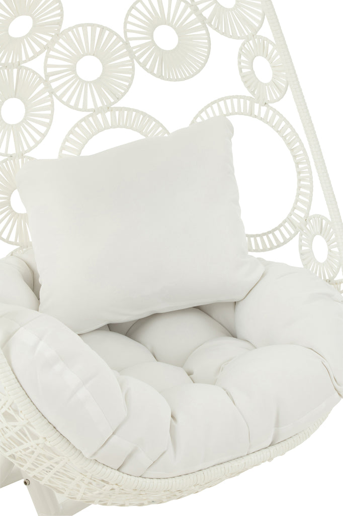 Hangstoel + kussens Bula Metaal/Riet Wit