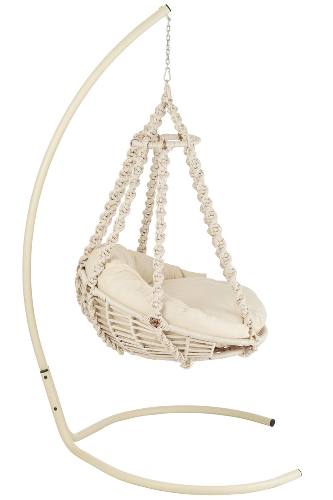 Hangstoel + Kussen Octopus Touw/Metaal Wit