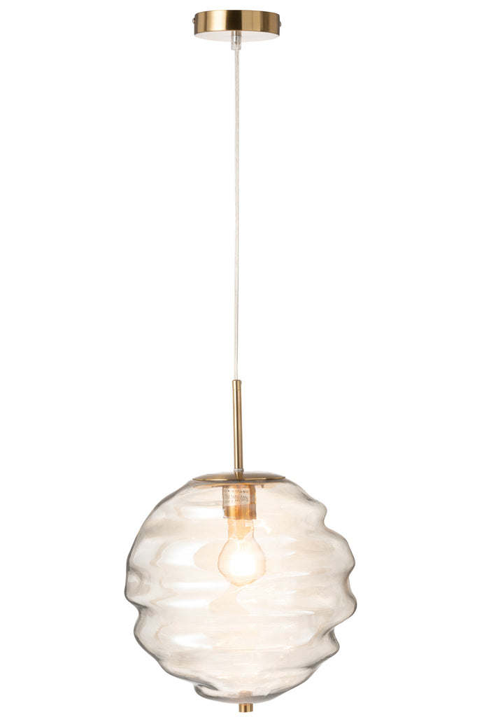 Hanglamp Honingraat Glas Licht Cognac