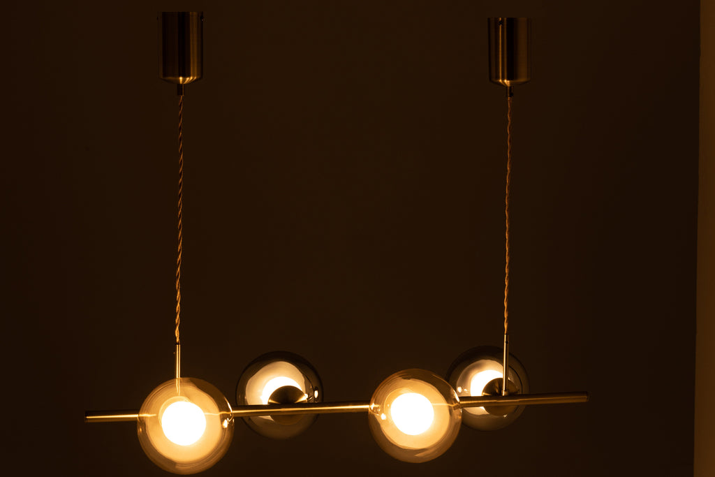 HANGENDE LAMP MET 4 LAMPEN IN GOUD
