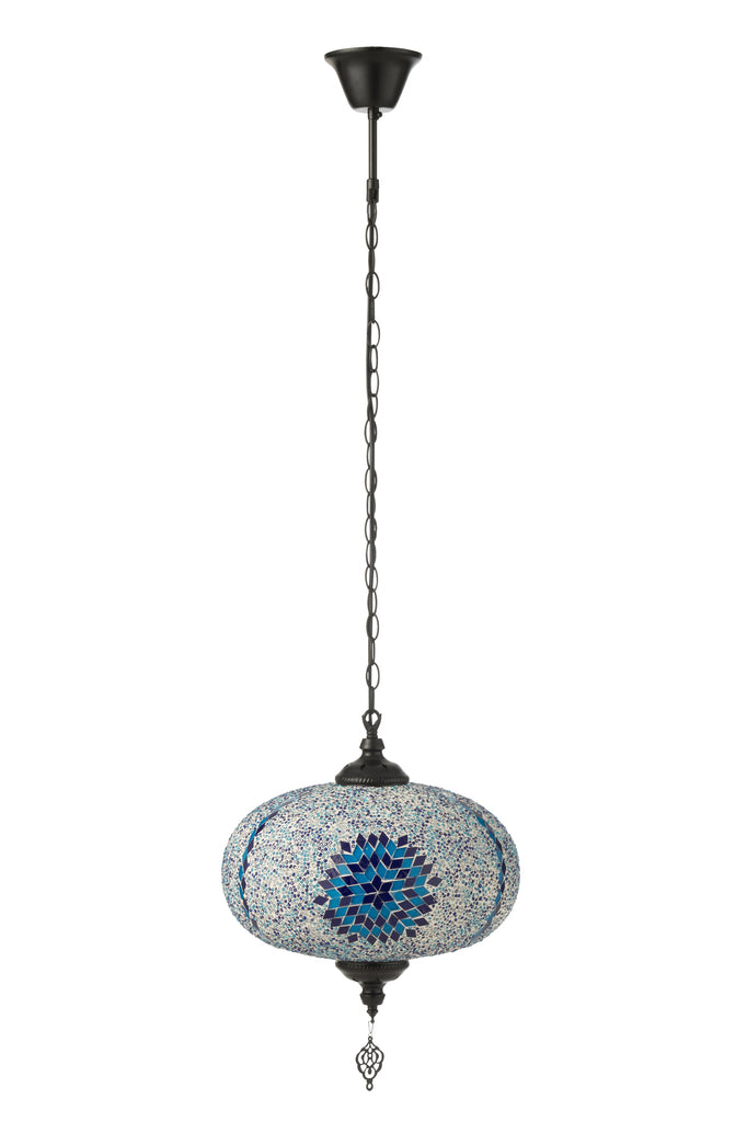 Hanglamp Mozaïek Glas/Metaal Blauw Groot