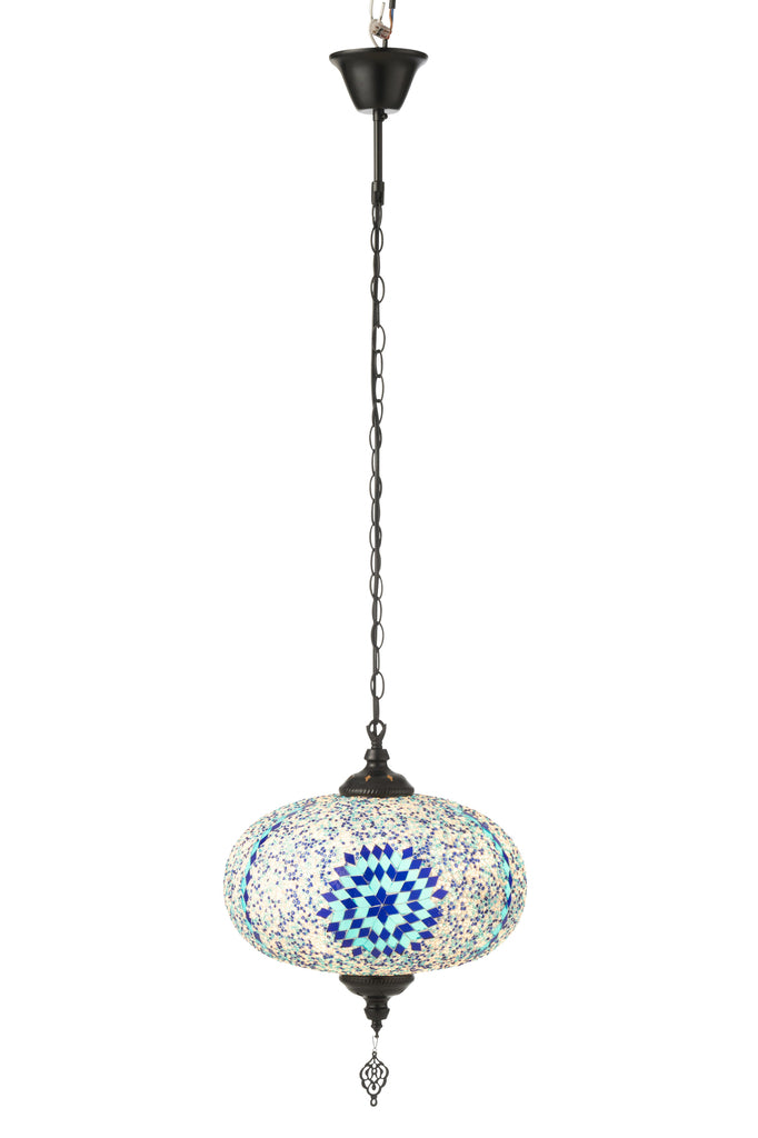 Hanglamp Mozaïek Glas/Metaal Blauw Groot