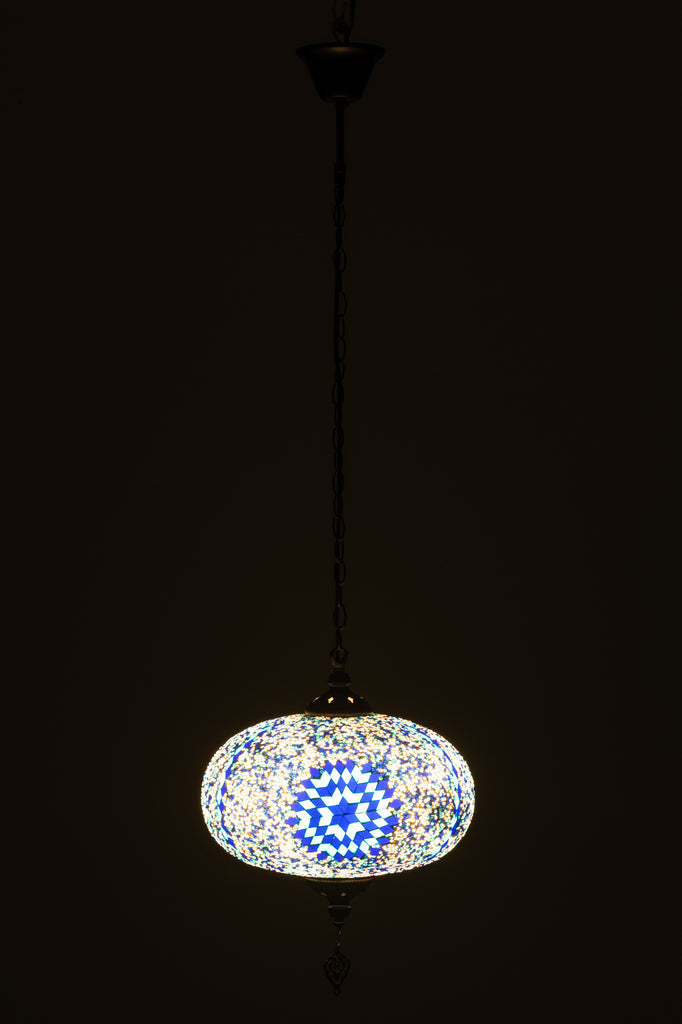 Hanglamp Mozaïek Glas/Metaal Blauw Groot