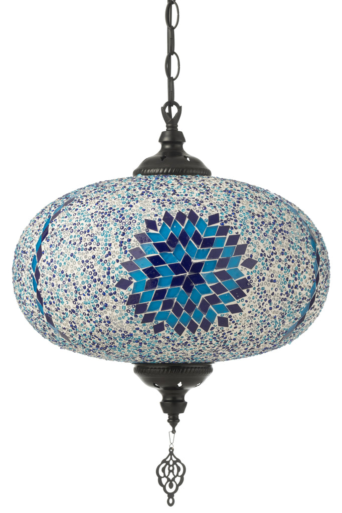 Hanglamp Mozaïek Glas/Metaal Blauw Groot