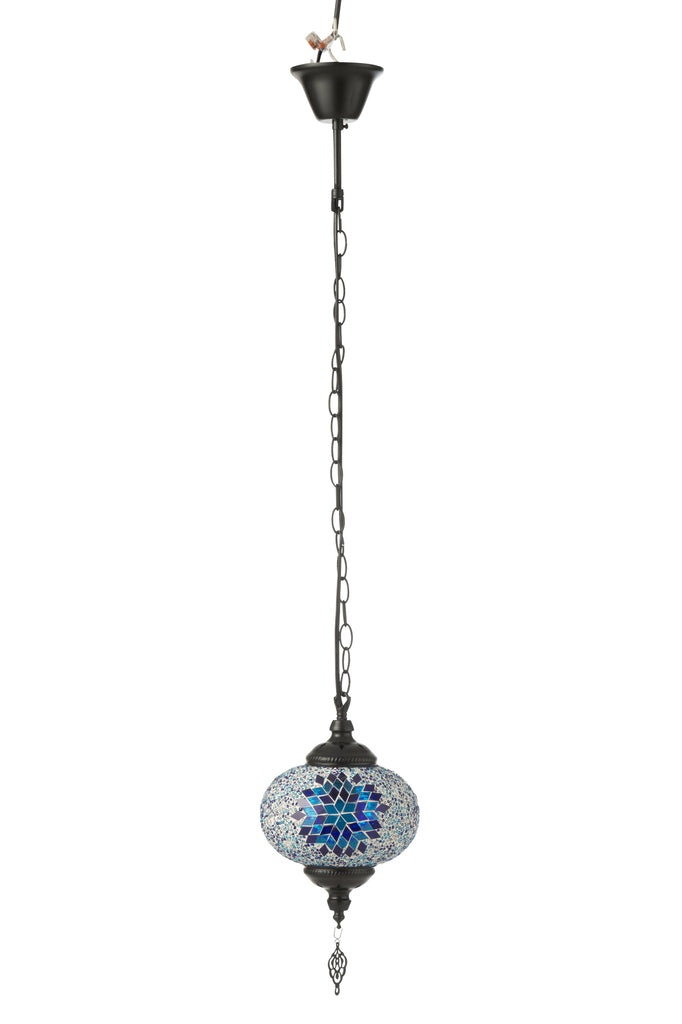 Hanglamp Mozaïek Glas/Metaal Blauw Klein