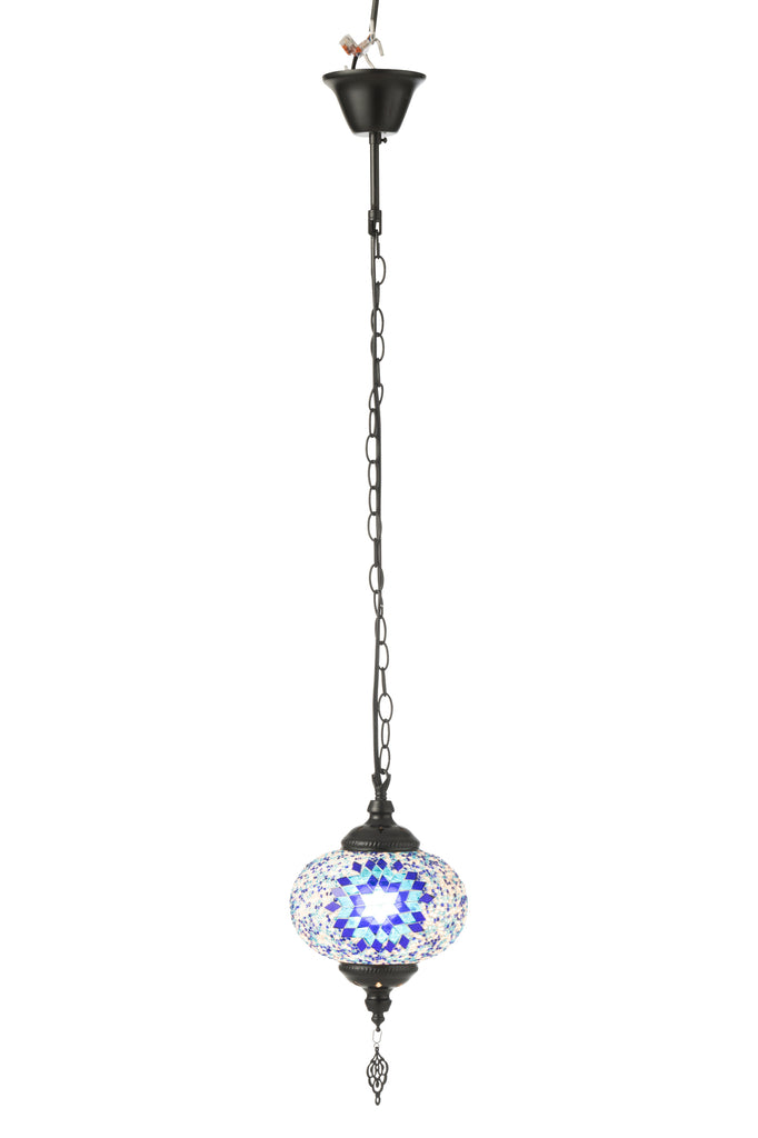 Hanglamp Mozaïek Glas/Metaal Blauw Klein