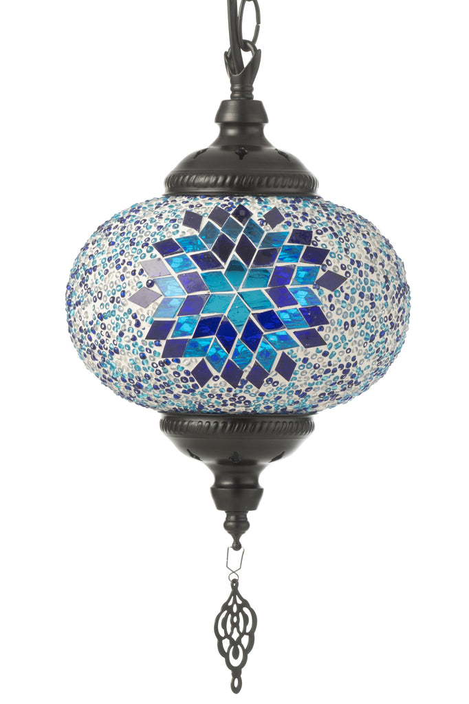 Hanglamp Mozaïek Glas/Metaal Blauw Klein