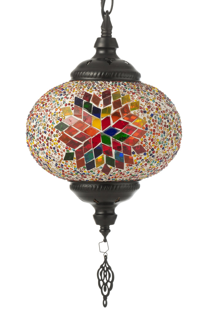 Hanglamp Mozaïek Glas/Metaal Oranje Klein