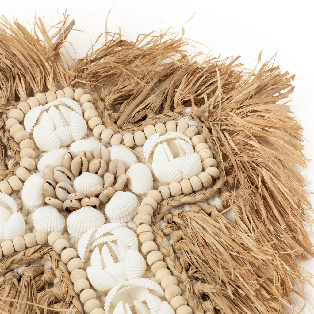Het Raffia Shell Kruis - Naturel Wit - L