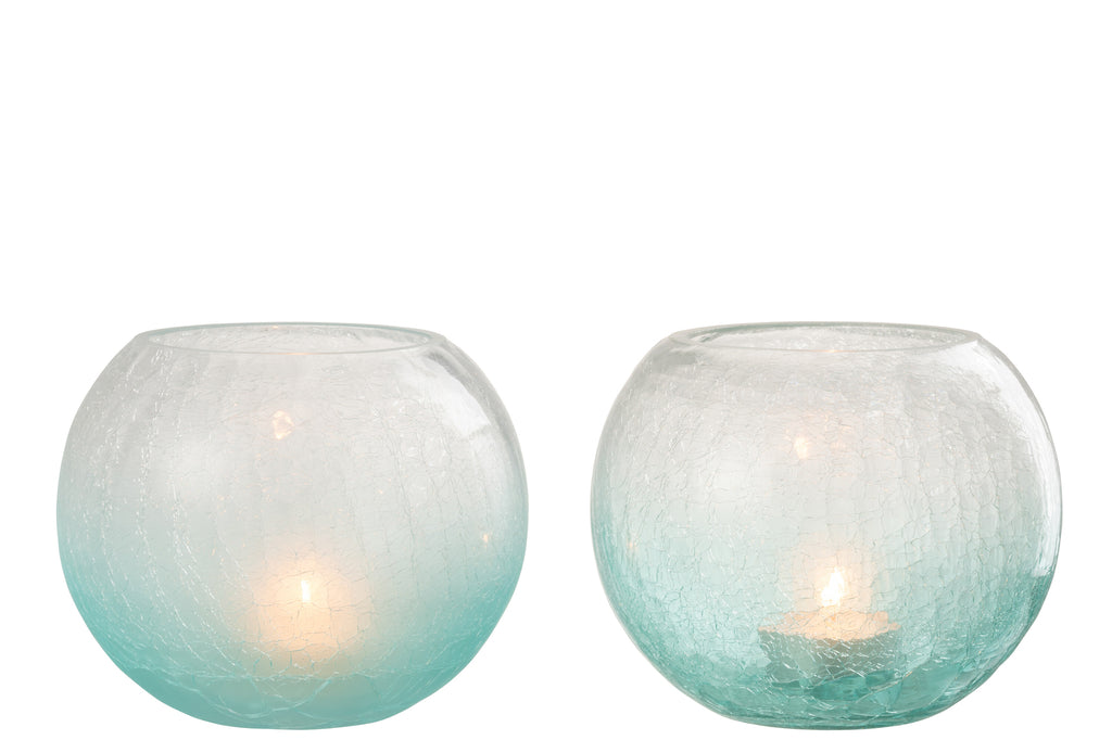 Stormglas Orb Craquelure Glas Blauw Groot Assortiment Van 2