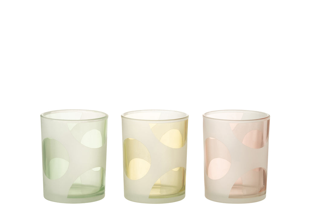 Hurricane Rounds Glass Mix Pastel Medium Assortment Of 3