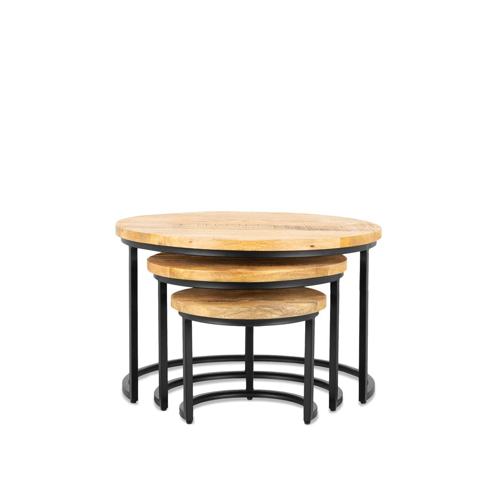 Ijzeren ronde salontafel (set van 3) 77/58/42