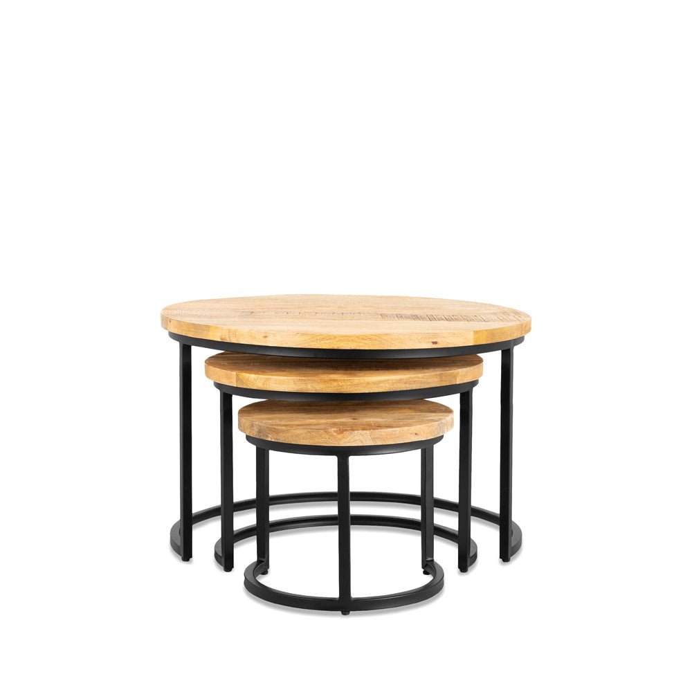 Ijzeren ronde salontafel (set van 3) 77/58/42